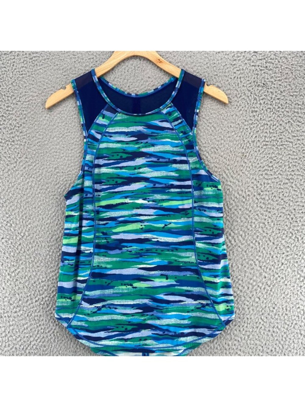 Lululemon Sculpt Tank Womens Small Seven Wonders Hero Blue Cutout Back UPF Mesh